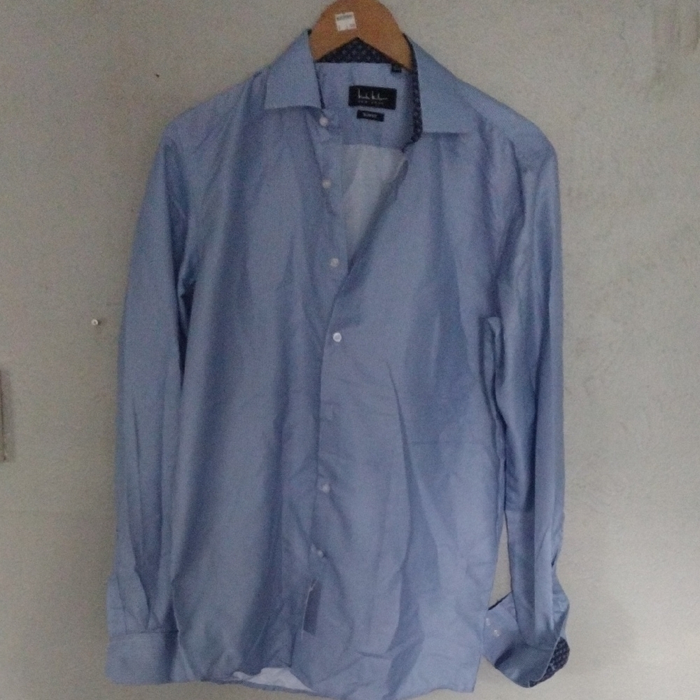 Nicole Miller Light Blue Slim Fit Men’s Dress Shirt NWT | Size M 15-15.5 34/35 - Picture 2 of 6